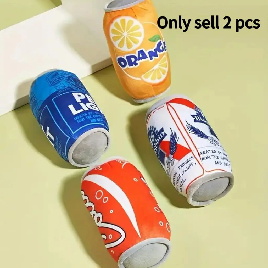2/4 Pcs Fun Beer Can Dog Toy Set, Plush Squeaky Chew Toy for All Breeds, Perfect Birthday Gift for Puppies, Durable & Safe Design