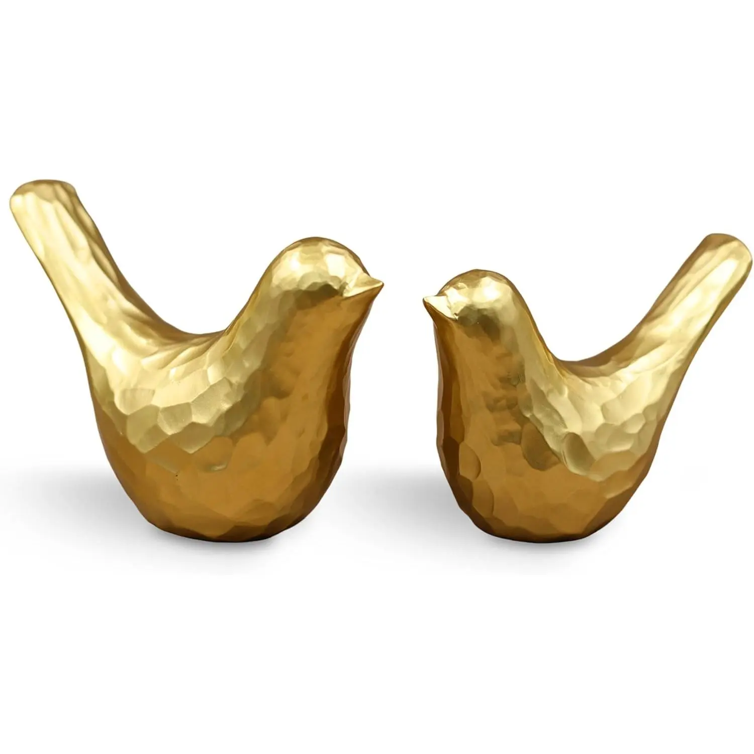 Small Resin Birds Statues, Gold, 2 Pcs| Modern Bird Figurines Decorative Ornaments for Home Decor, Living Room, Bookshelf, Office Desktop, Cabinets