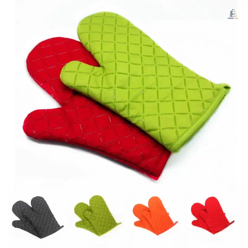 Grid Textured Silicone Oven Mitts, Trending High Heat Resistant Anti-Scald Non Slip Oven Gloves, Insulated Microwave Safe Pot Holder Gloves, Heat Insulation for Baking, Cooking & Handling Hot Cookware Daily Kitchen Use