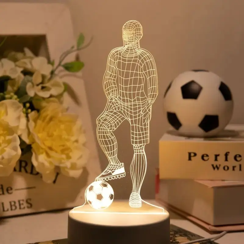 Football Night Light Gift for Boys and Girls, 3D Visual Lamp with 7 Colors, Blinking Effect, Perfect for Friends, Kids, Football Lovers