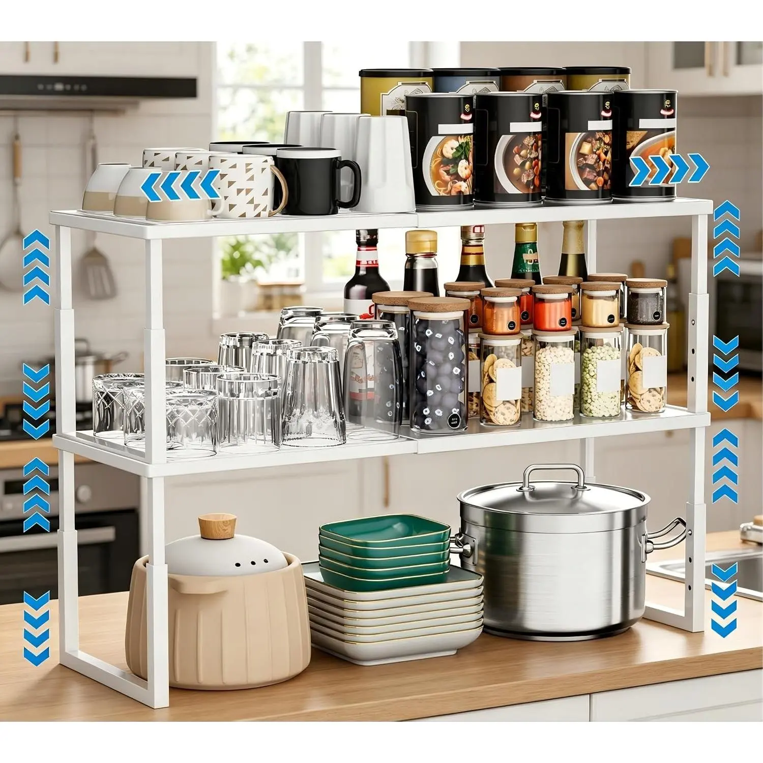 Cabinet Shelves, 2 Pack Stackable Shelves for Kitchen Storage