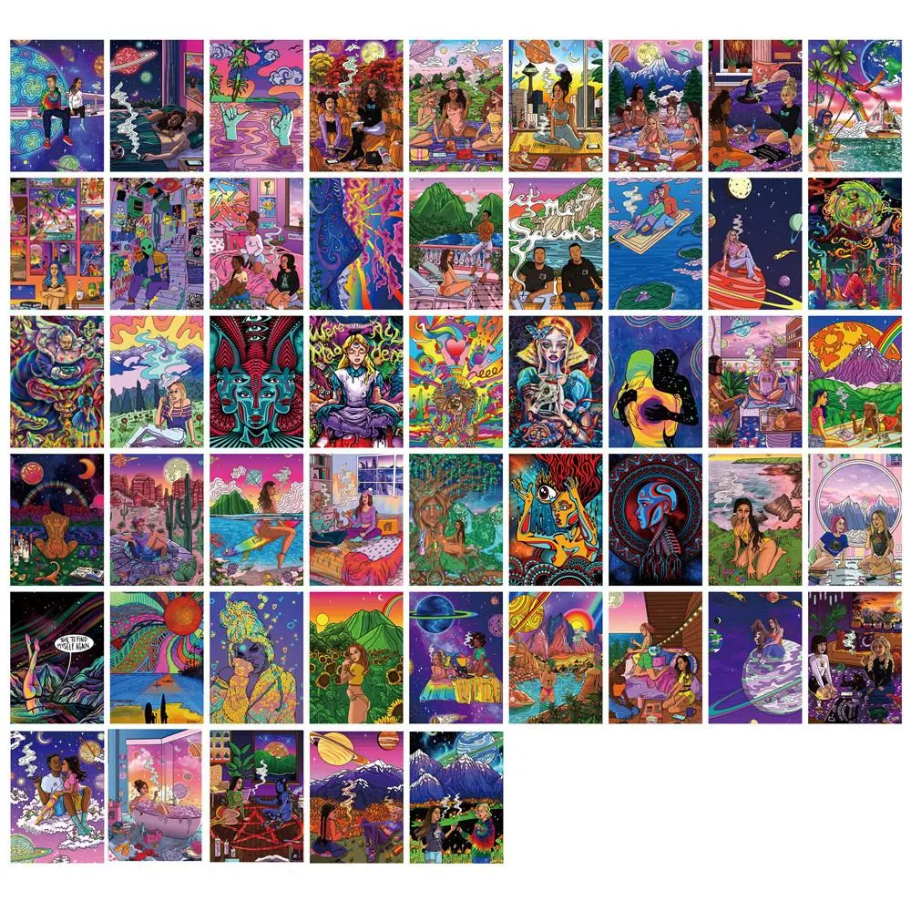 50Pcs Cool Smoking Art Girl Stickers Weed Stoner DIY Sticker Scrapbooking Phone Luggage Skateboard Decorative Waterproof Decal
