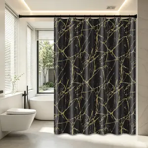 Gold Marble Shower Curtain Liner, Peva Bath Curtain Insert, Simple Home Decor, Metal Grommets, Weighted Bottom, 12 Plastic Hooks, Good Privacy