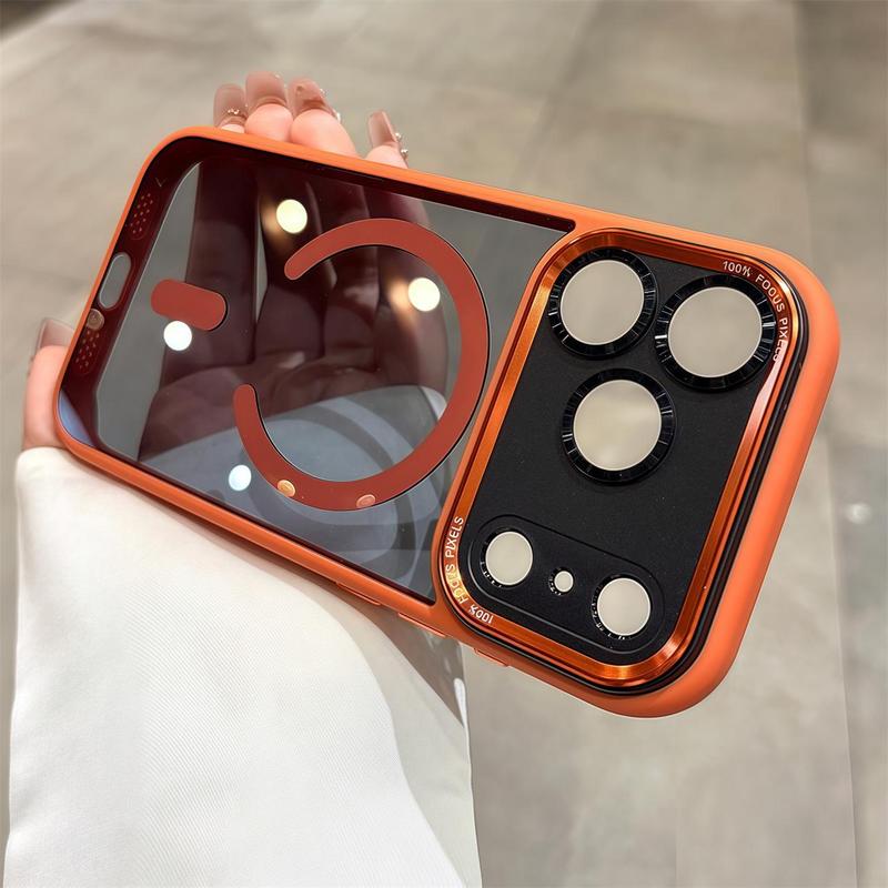 【 iPhone17 case 】Orange liquid skin sense magnetic for iphone17Pro Max 16 15  Air iPhone case silicone soft shell TPU+PC shockproof