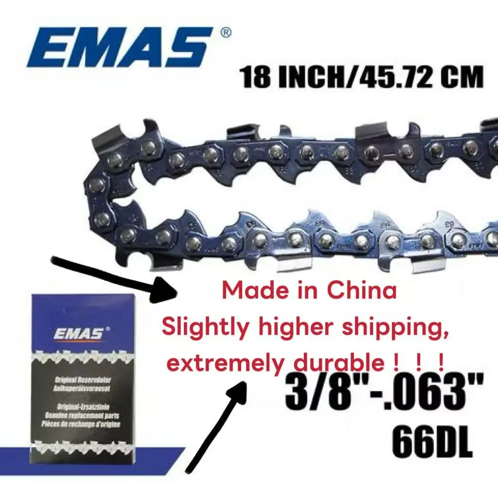 18 Inch Saw Chain, 3/8"-063"-66dl Replacement for Gasoline Chainsaws, Compatible with Ms361/ms380/ms381/ms660 Models, Single Pack