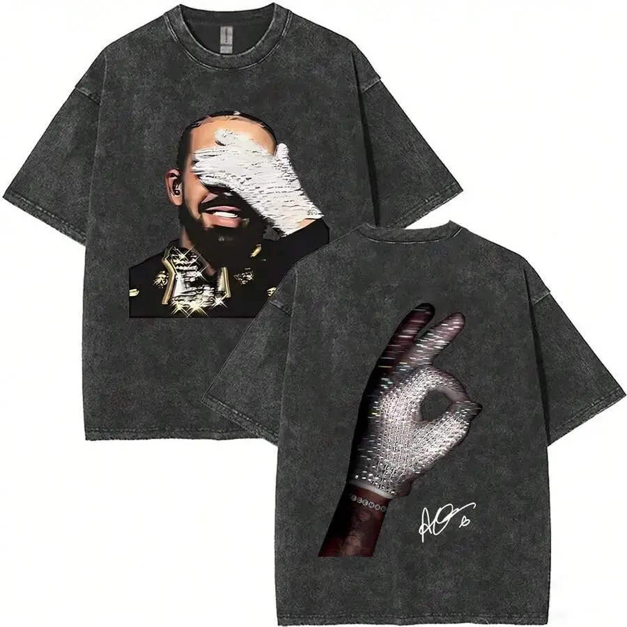 UNISEX Washed Vintage Rapper Drake ICEMAN Logo Graphic T-Shirt Men Women Hip Hop Fashion Retro T Shirts Men's Summer Oversized T-Shirts