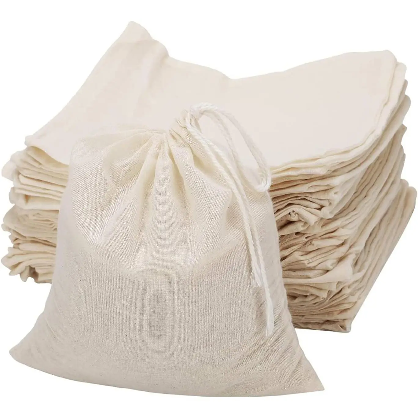 30 Pcs 4 x 6 Inches Natural Unbleached Cotton Drawstring Bags Spice/Herbs/Tea/Soup Bags,Muslin Bags Sachet Bag for Home Supplies