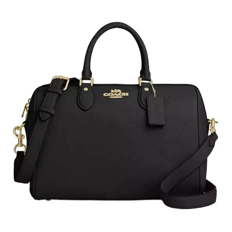 COACH Rowan 30 Crossbody Shoulder Handbag for Women, Quilted Leather with Gold Logo Zip Closure, Large Black