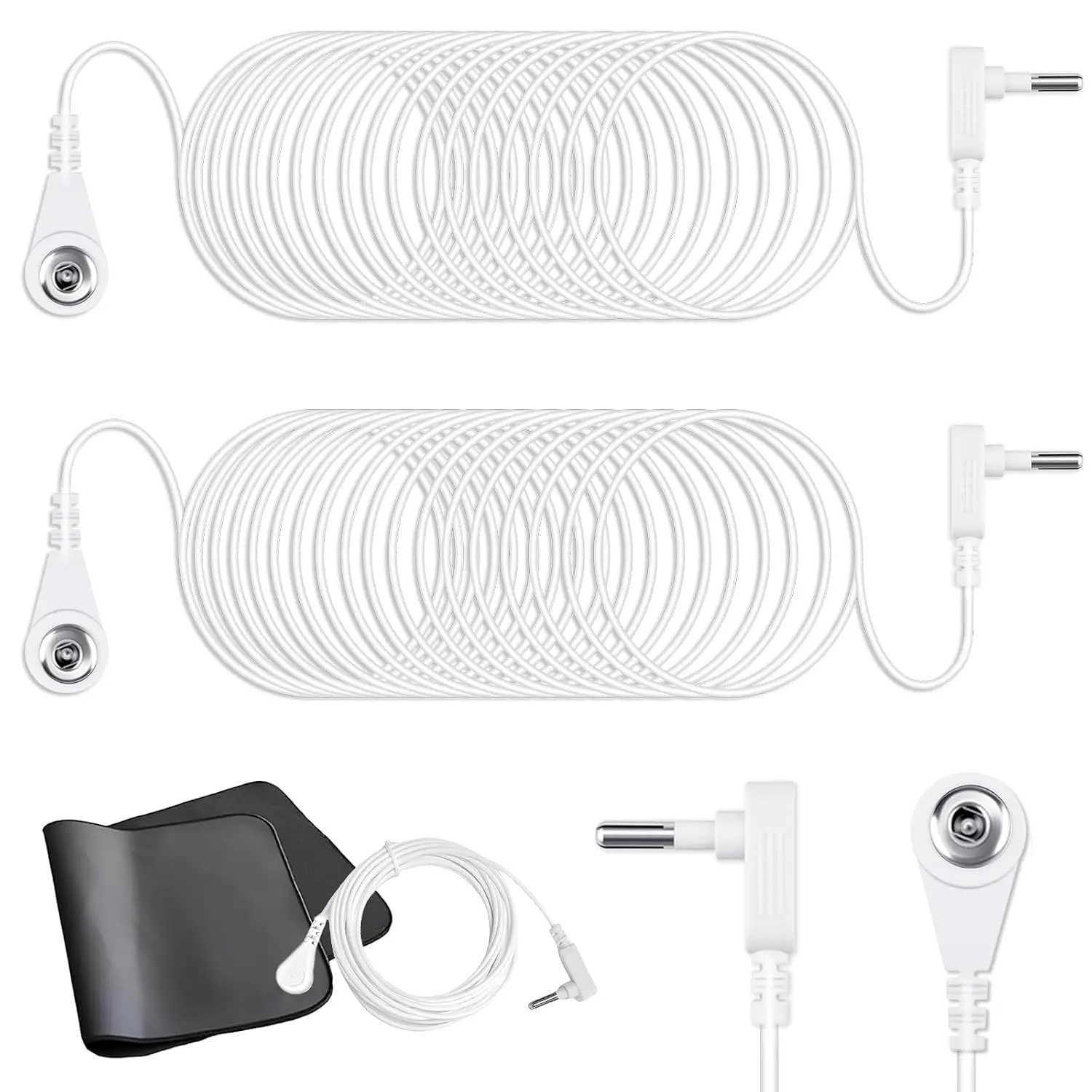 2 count 15Ft White Grounding Cords |   Grounding Cables | Fit for Mats, Sheets, Pads & Pillowcases