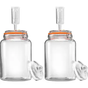 1 Gallon 2 Pack Fermentation Jars with Weights & Airlocks Fermenting Kit for Sauerkraut Kimchi Kombucha and Pickles