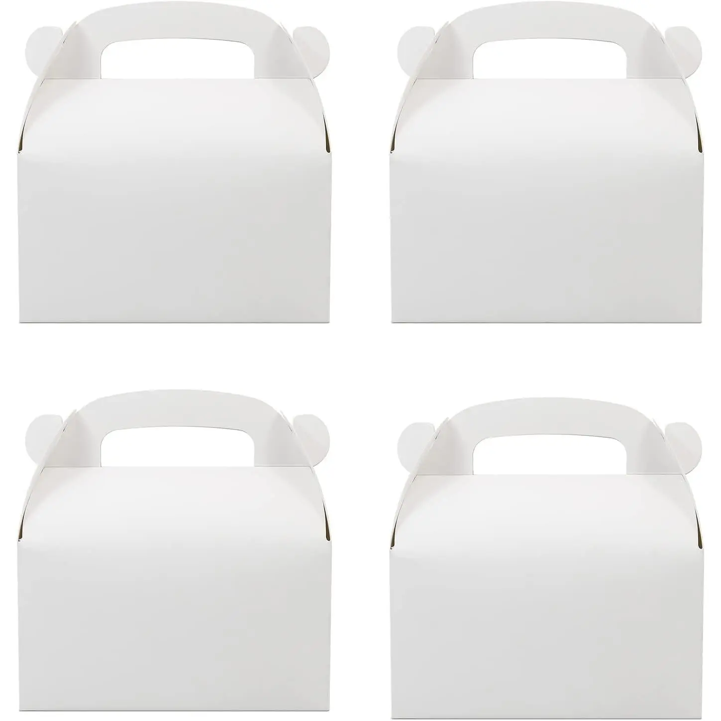 12-Pack White Party Favor  Boxes, Goodie Gable Paper  Boxes with Handles.  for Wedding, Birthday, Graduation, Babyshower.