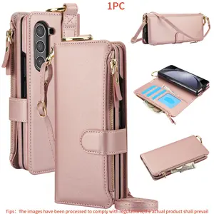 Multifunctional Phone Wallet Purse for Galaxy Z Fold 6/5/4/z Fold 3, Rfid Shielded Zipper Card Holder, Flip Design, Shockproof Case, Unisex