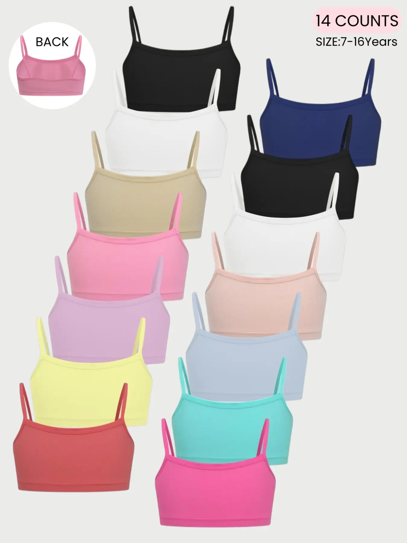 Cute Girls' Comfortable Daily Strapless Vest, Breathable Soft Single Layer Toddler Underwear, Casual Sports Student Teenage Bra