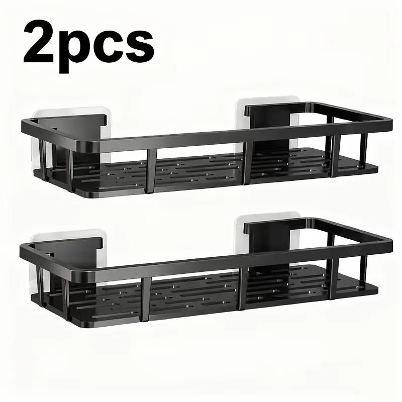 2-Pack No-Drill Shower Rack Set, Large Capacity Bathroom Organizer, Space-Saving Wall-Mounted Shelf for Kitchen & Bath, Modern, Perfect Gift