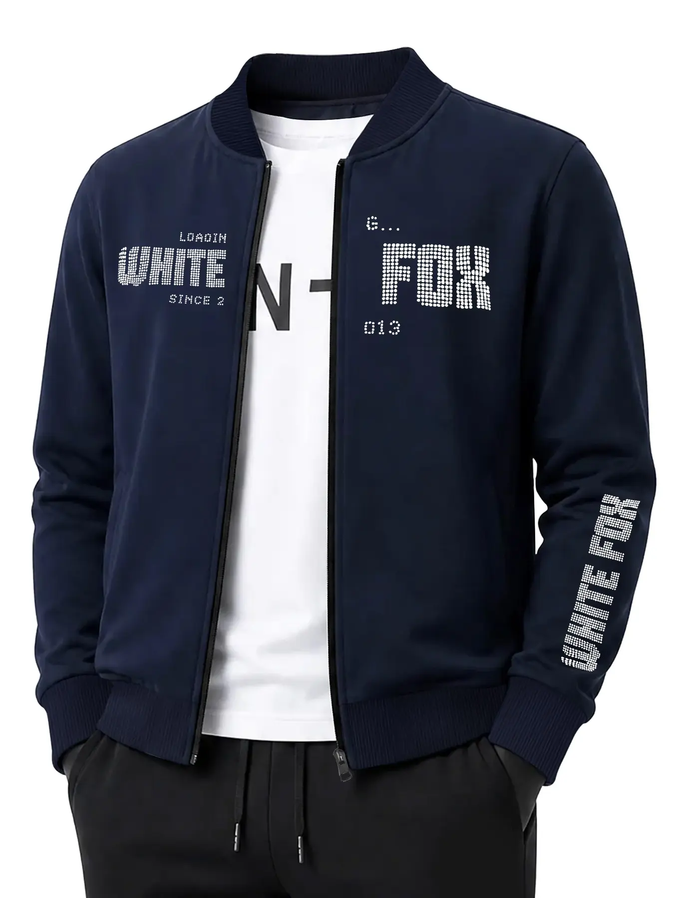 Fox Geometric Print Street Style Jacket, Long Sleeve Loose-Fit Outerwear, Casual H-Type Design, All Seasons Commuter Top