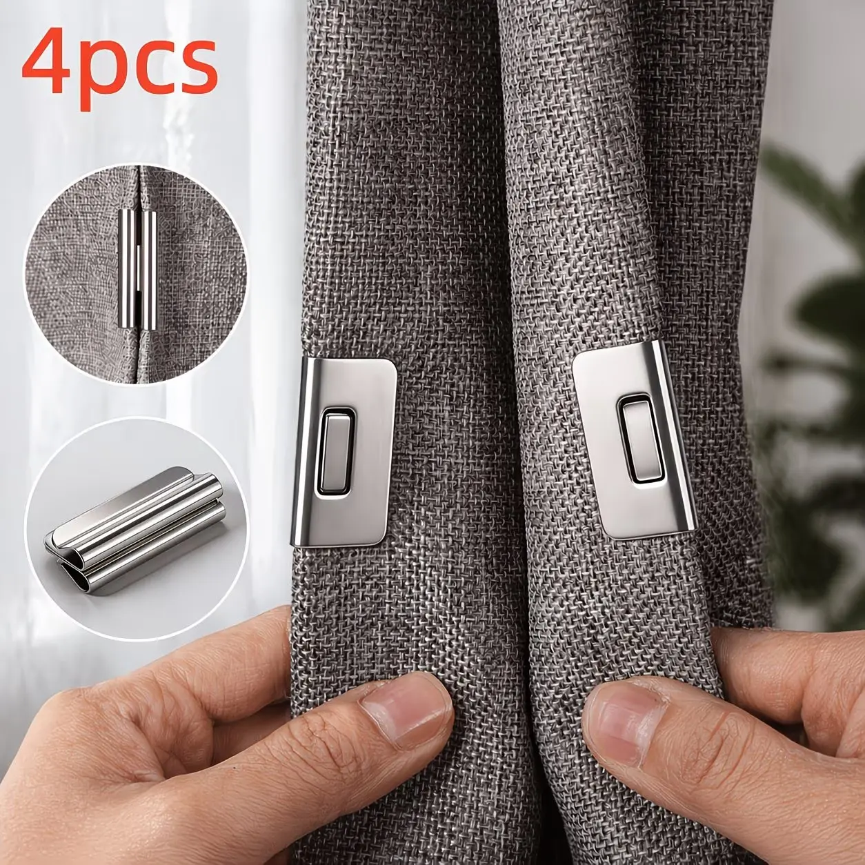4-Pack Curtain Clips Set, Durable Metal Material, Easy Installation, Secure and Long-Lasting, Essential Home Accessories