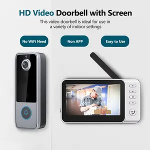 Wireless Doorbell Camera with Monitor, Two-Way Audio Intercom, 4.5” Screen, 170° Wide Viewing Angle, No Subscription Required, No App Needed, No WiFi Dependency, for Outdoor Security, Senior-Friendly Design