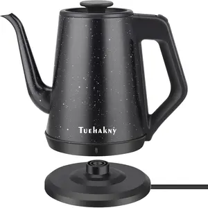 Gooseneck Electric Kettle 1.0L, 1000W Quick Boiling In 3 Min, 304 Stainless Steel Tea Kettle, Pour Over Coffee Kettles For Office Travel Kitchen, Auto Shut-Off Protection, Black Star Design, BPA-Free