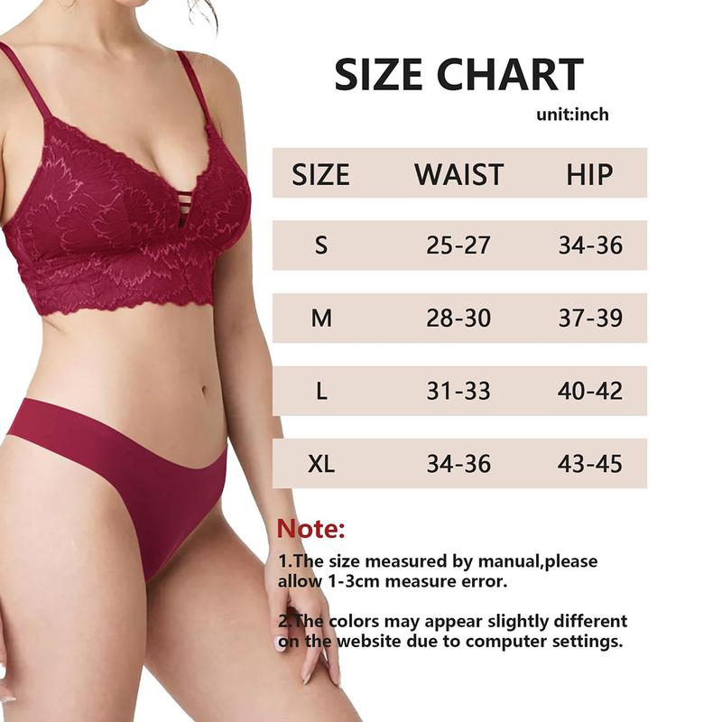 LEVAO Seamless Thong Underwear For Women No Show String Thong Panties Soft Low Waist T-Back 6/12 Pack