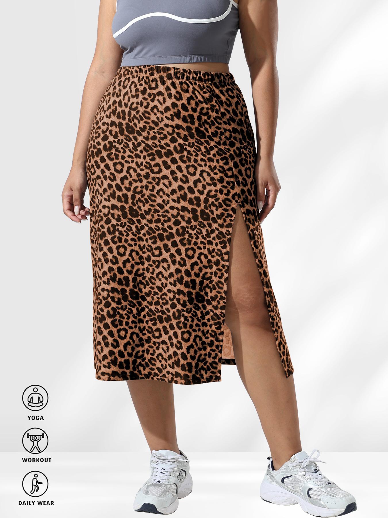 【plus Size】 Leopard Print Skirt, Casual Fashion Skirt for Daily Outdoor Wear, Women Plus Clothing for Summer, Casual Fashionable Skirt, Boho Fashion Skirt, Boho Hippie Skirt
