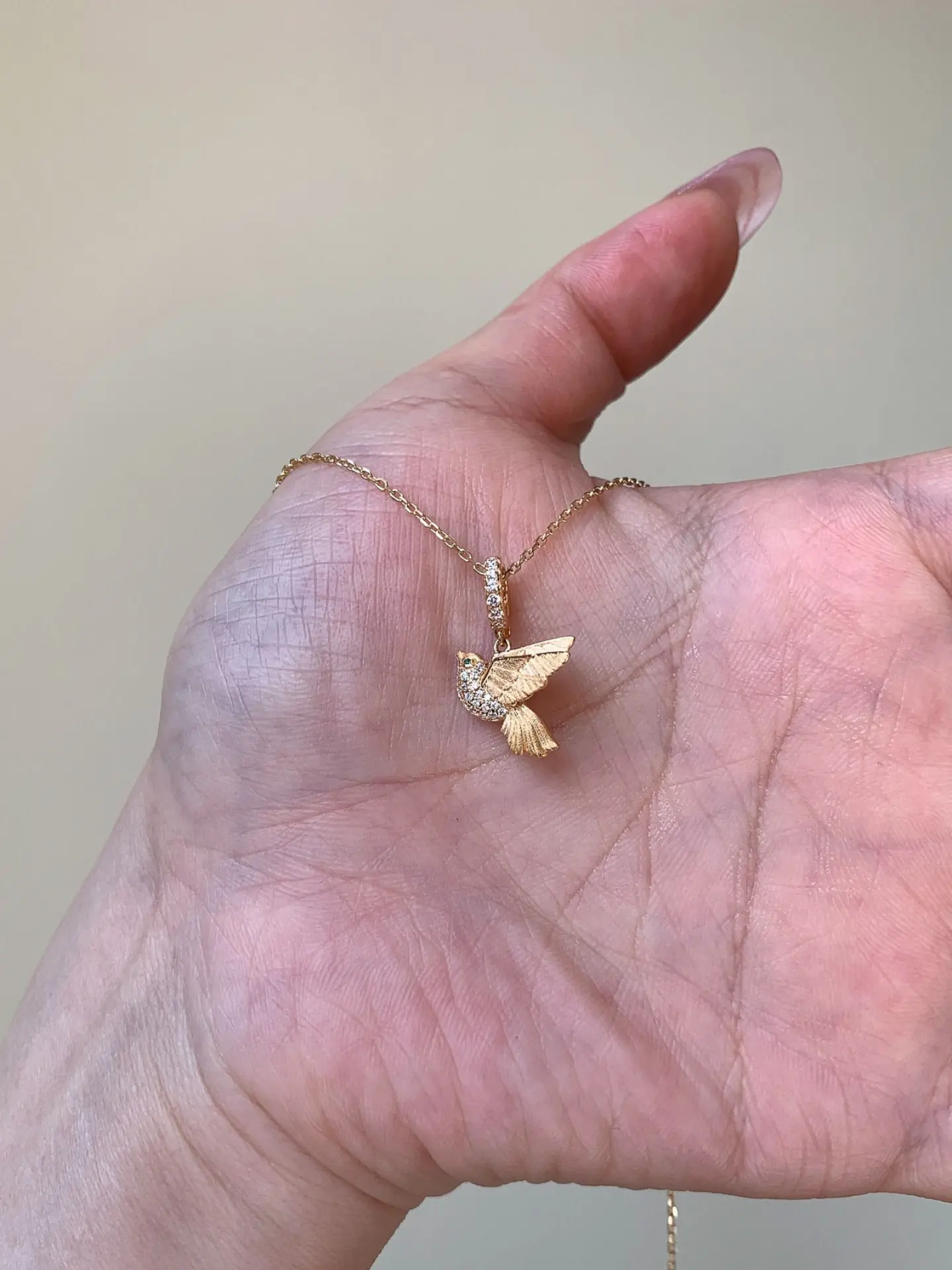 Vintage Robin Zircon Pendant Necklace, 18k Gold Plated, Handcrafted Rope Design, Free Wing Clavicle Chain, Women's Gift