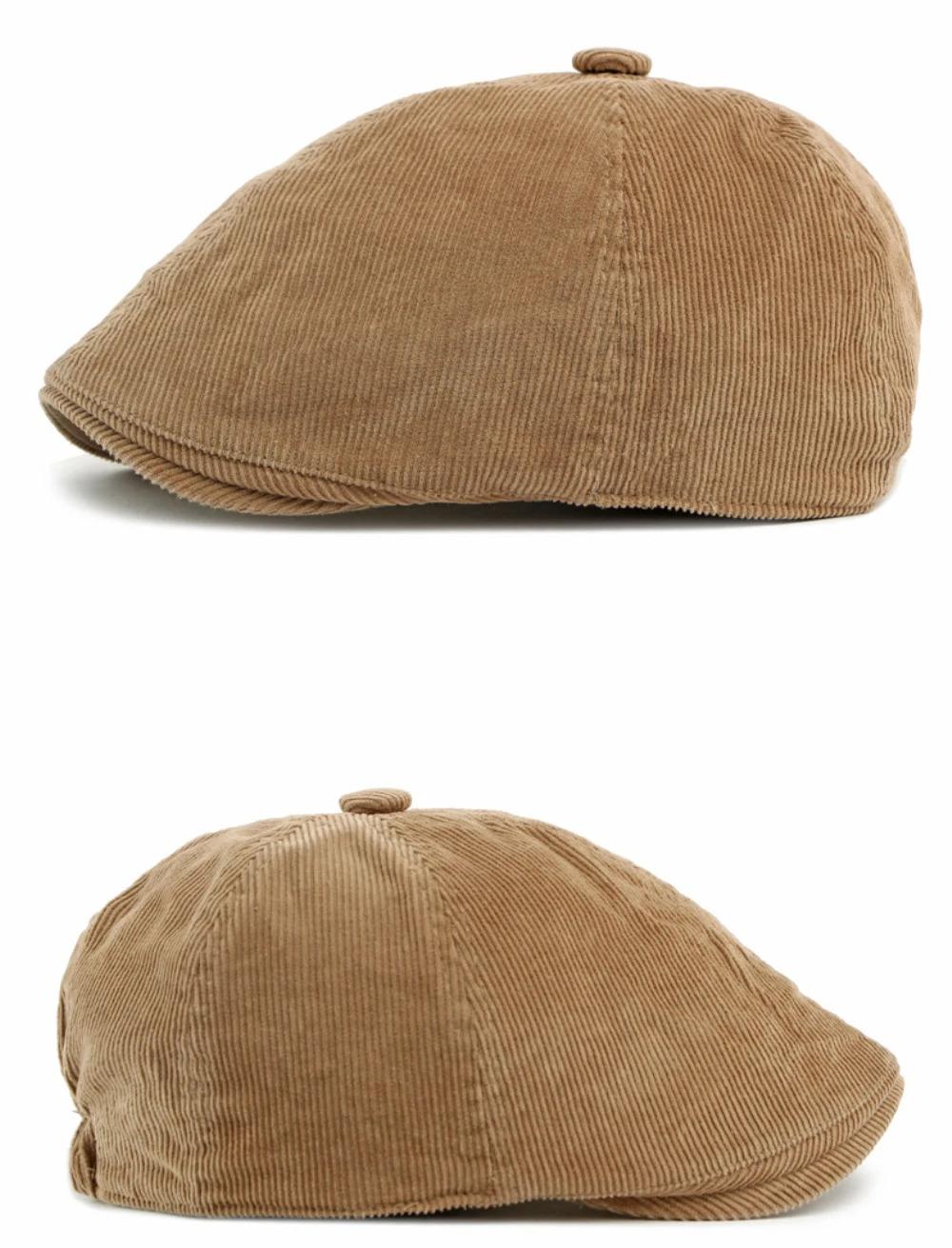 HT5051 Mens Berets Women Retro Artist Painter Beret Hat Spring Autumn Winter Flat Cap Male Female Corduroy Octagonal Beret Caps