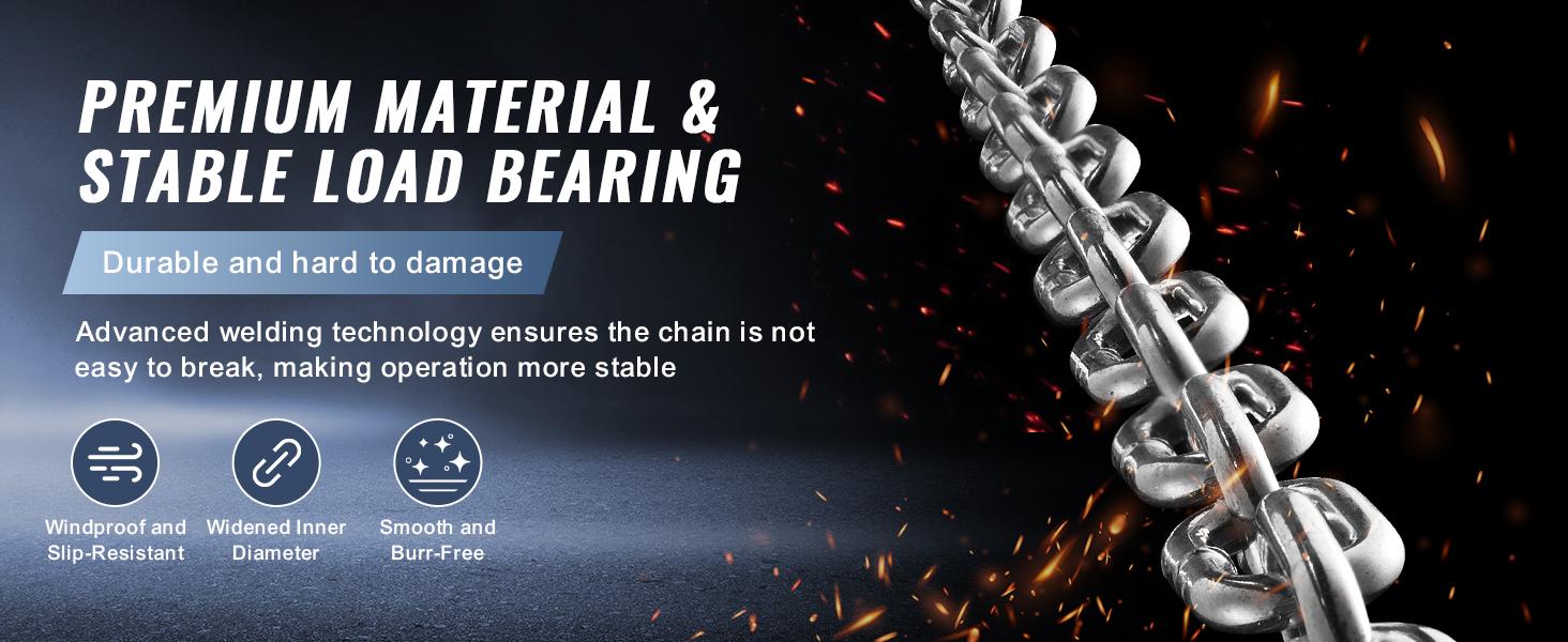 TikTokShopBlackFridayVEVOR Proof Coil Chain, 1/8" x 100', 330 lbs Safe Working Load, Zinc Plated Proof Tested Coil Chain with Two Quick Links, Galvanized Carbon Steel Link Chain for Towing, Hanging, Camping, Pet Towing