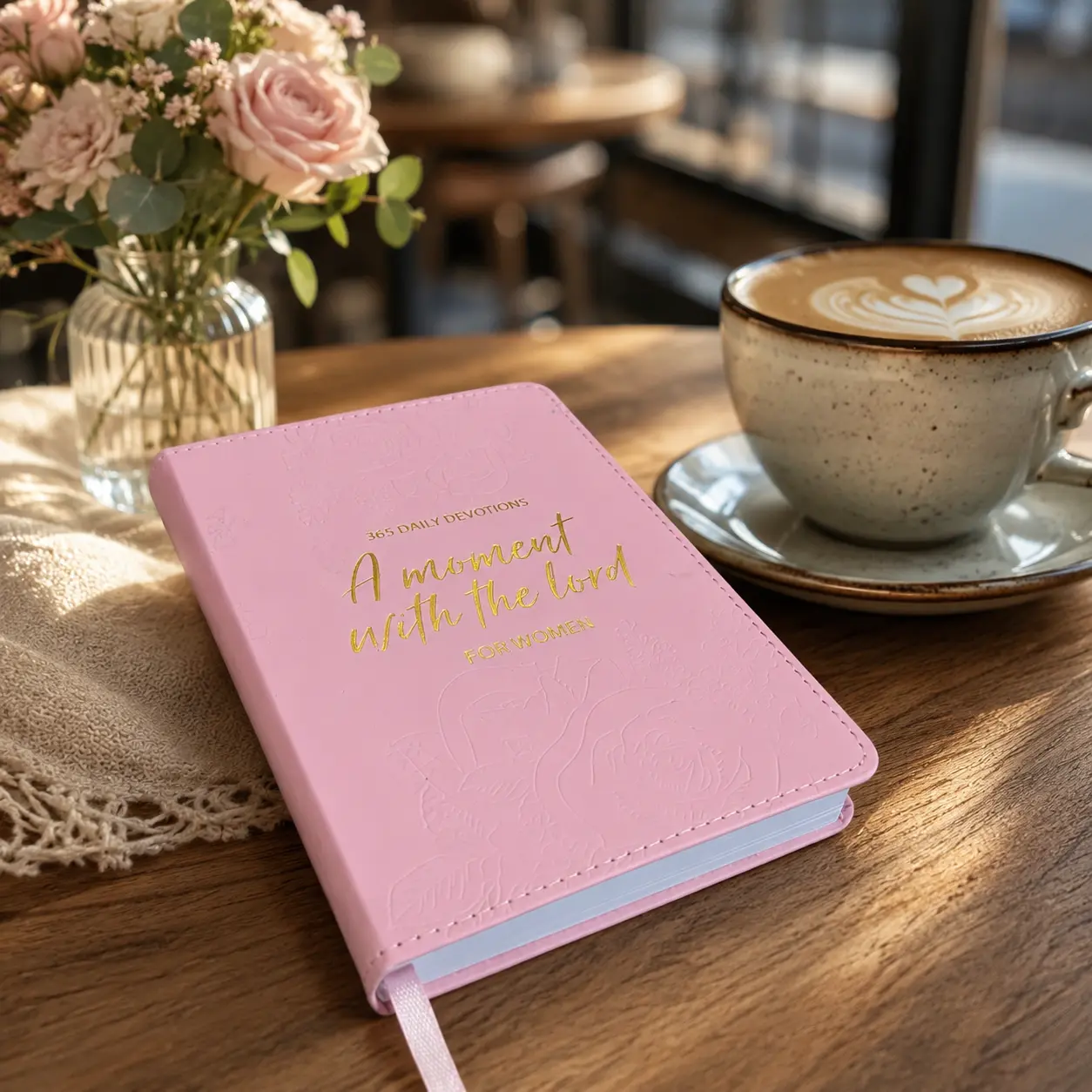 Women’s Daily Devotional Book, 365 Christian Devotions with Bible Verses, Prayer Reflections, Pink PU Leather Cover, Faith-Based Inspirational Gift for Women