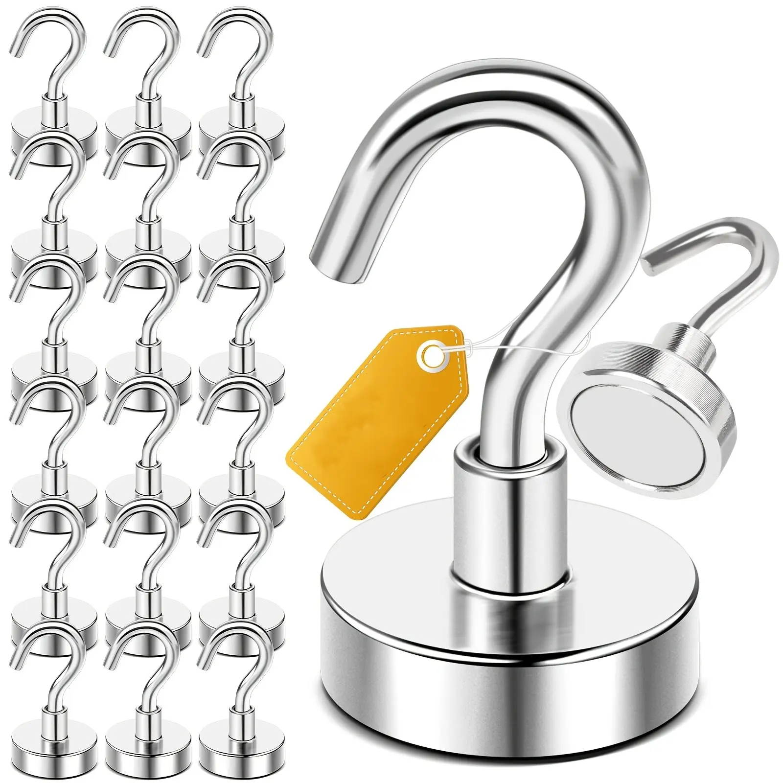 10 Magnetic Garage Hooks, Ideal for Travel, Camping, Large Yachts, Kitchen, Office, Hanging Hooks, Xenon Earth Magnet, Perfect for Cabin, Fridge, Tool Box, Storage Rack