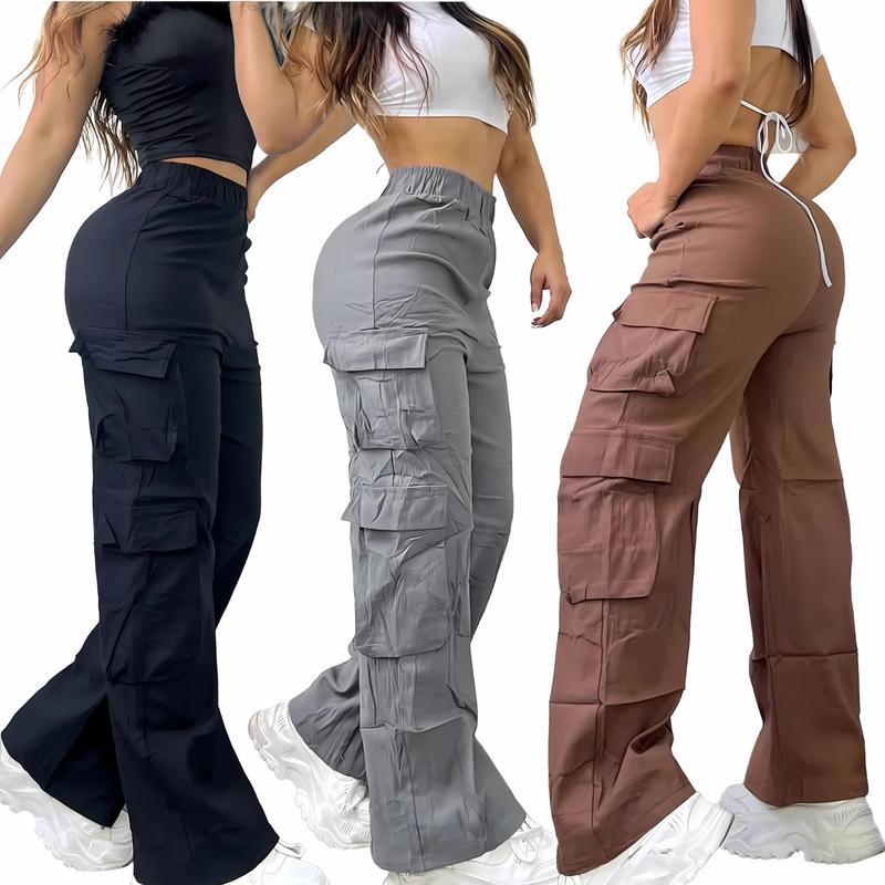 Casual Cargo Pants for Women - 2026 Fashion Multi-Pocket Solid Color Long Pants - Street Style - Cargo Pants for Women Streetwear