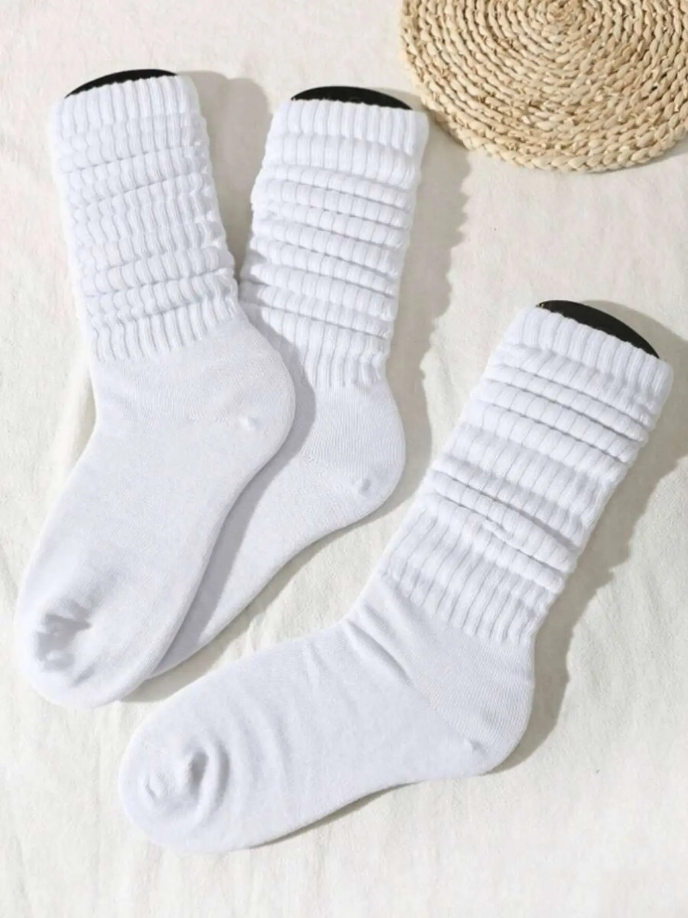 3-Pair Pack of Versatile Fashion Mehlard Style White Bump Socks, Comfortable and Breathable Everyday Casual Socks, Perfect for Women at Home, Daily Wear, and Sports Activities