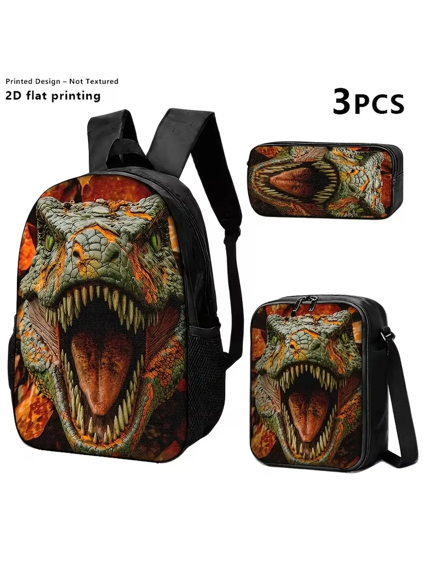 Dinosaur Backpack Set for Boys | Christmas Gift & Back to School Gift, Cool T-Rex Print School Bag, Lunch Box & Pencil Case, Kids School Supplies
