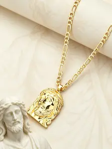 1 Piece New Luxury Three-dimensional Divine Pendant Necklace, Inlaid with 3A zircon, Hip-hop Style Jesus Face European and American Classic Necklaces Jewelry, Adorned with Thorny Crown, Christian Prayer Gift, Personalized Religious Accessories