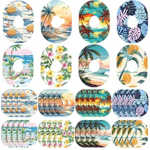 10-Pack Summer Sensor Protection Patches, Compatible with Omnipod 5 Cgm, Beach Pattern, Flexible Breathable Tape Stickers, Random Colors