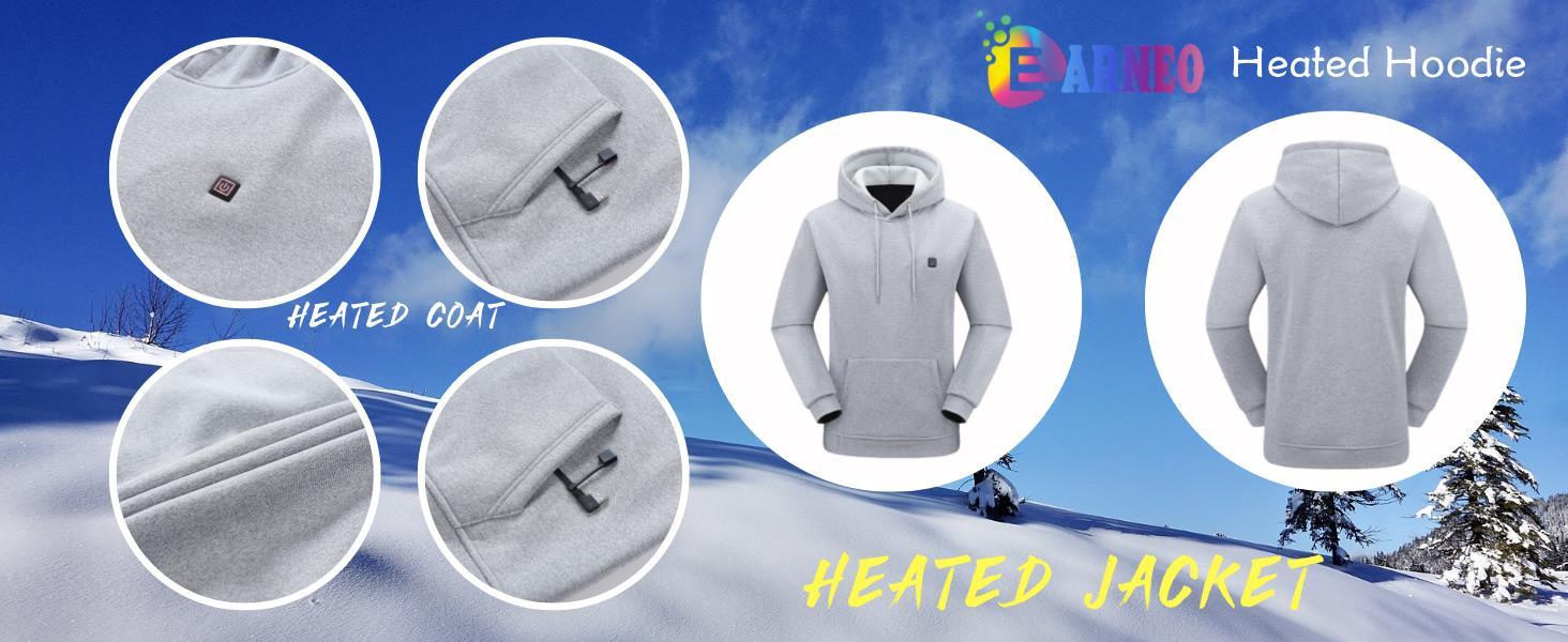 Unisex Heated Hoodie for Men Women Heated Sweatshirt Warm USB Electric Outdoor Winter Puffer Jacket with No Battery