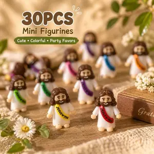 30PCS Little Jesus Figures, Mini Jesus Figurines in Bulk, Multicolor Tiny Jesus Figures, Miniature Figurines to Hide and Seek Religious Gifts for Easter Egg Stuffers