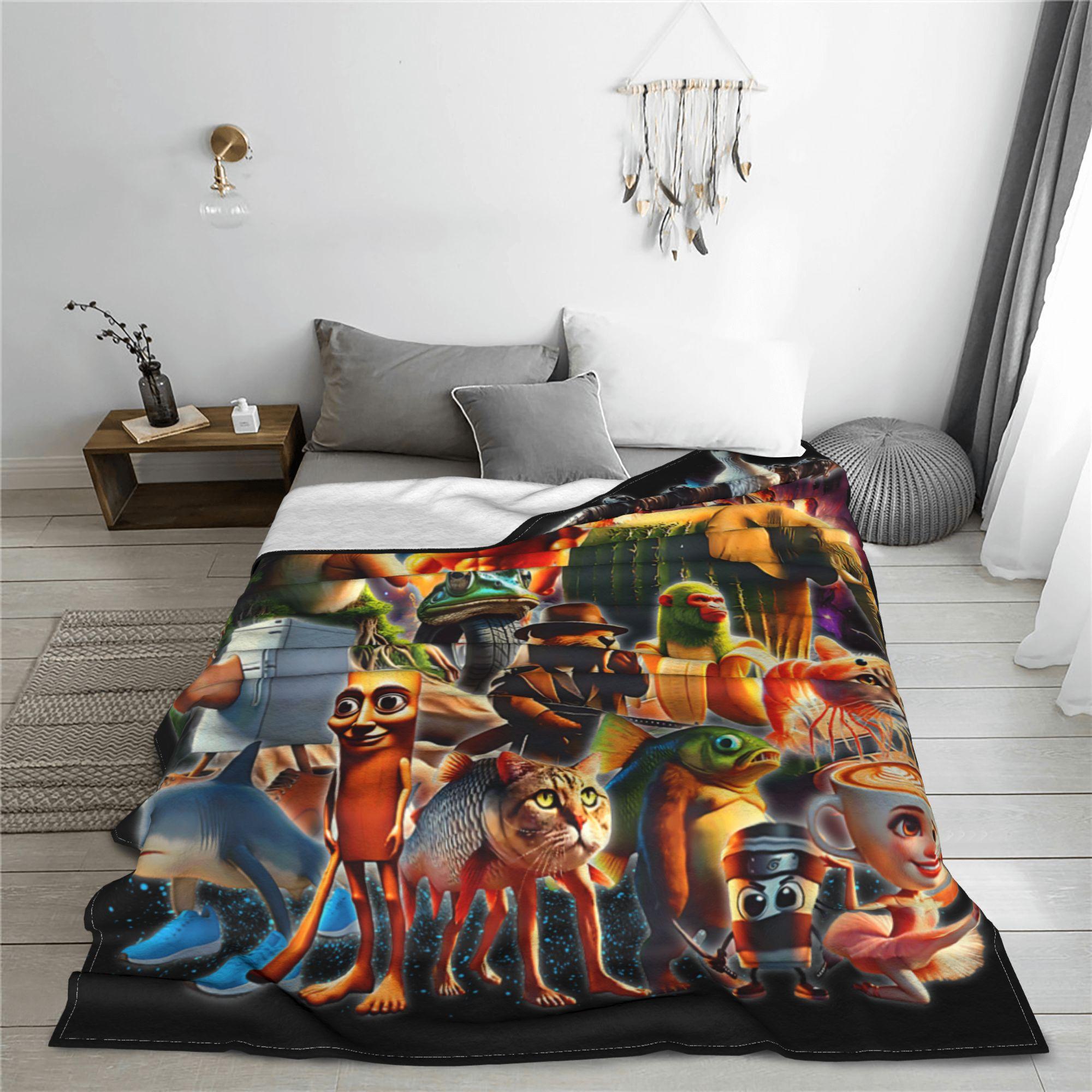 Italian Brainrot Blanket Soft Warm Flannel Blanket Suitable For Sofa Beds Living Rooms Loved By Children And Adults Alike Home Decor Birthday Gifts Party Favors Halloween Blankets Christmas Blankets