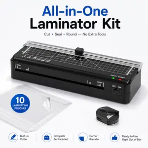 4-in-1 Portable A4 Laminator Machine with Built-in Cutter, 60–90s Warm Up, ABS Jam Release, Corner Rounder and Pouches, Compact Thermal Laminator for Photos, Documents, Cards, Home, Office and School