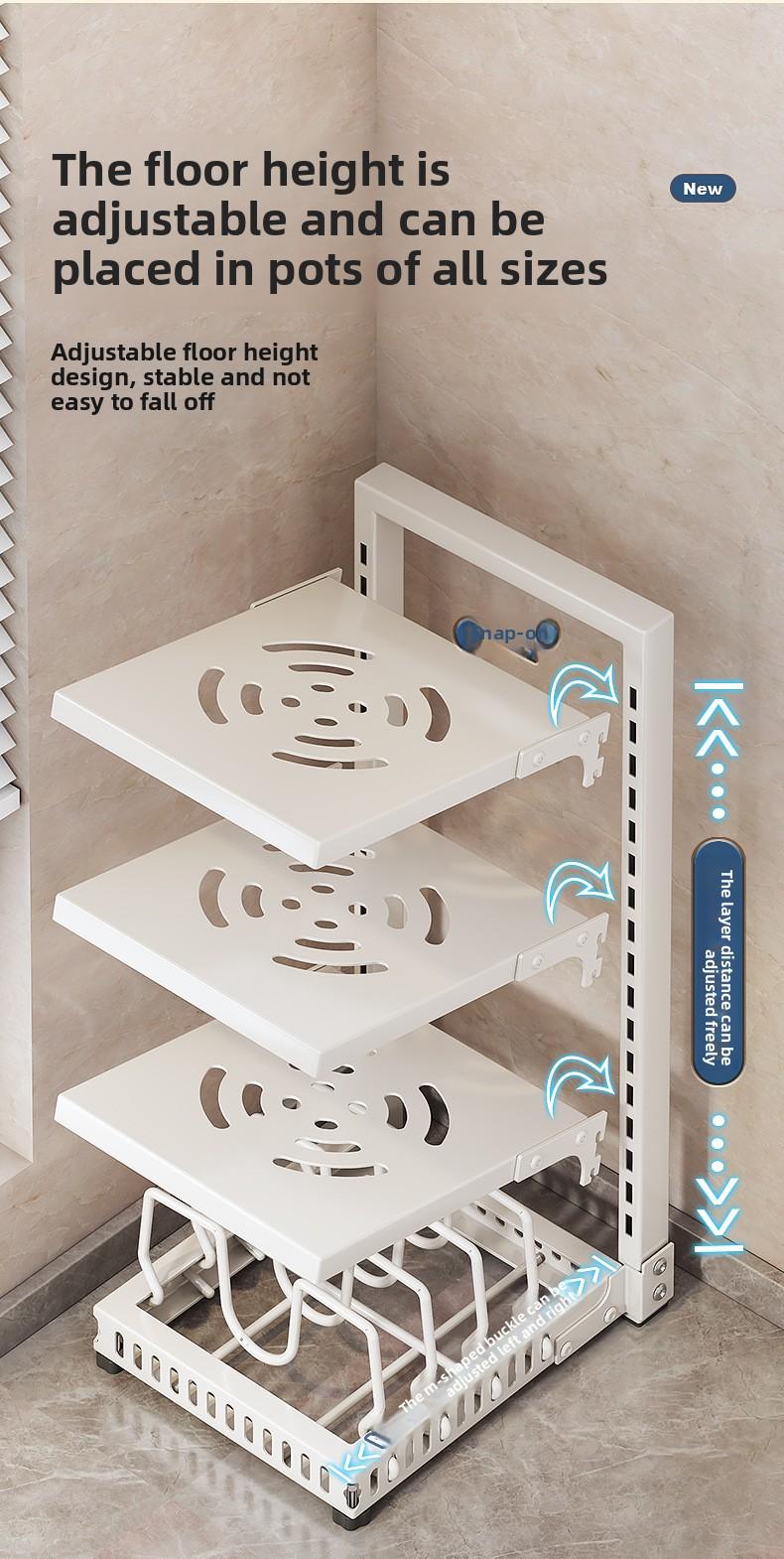 Household goods kitchen multi-functional 7-layer shelves, 304 carbon steel material, rust-proof, load-bearing strong shelves