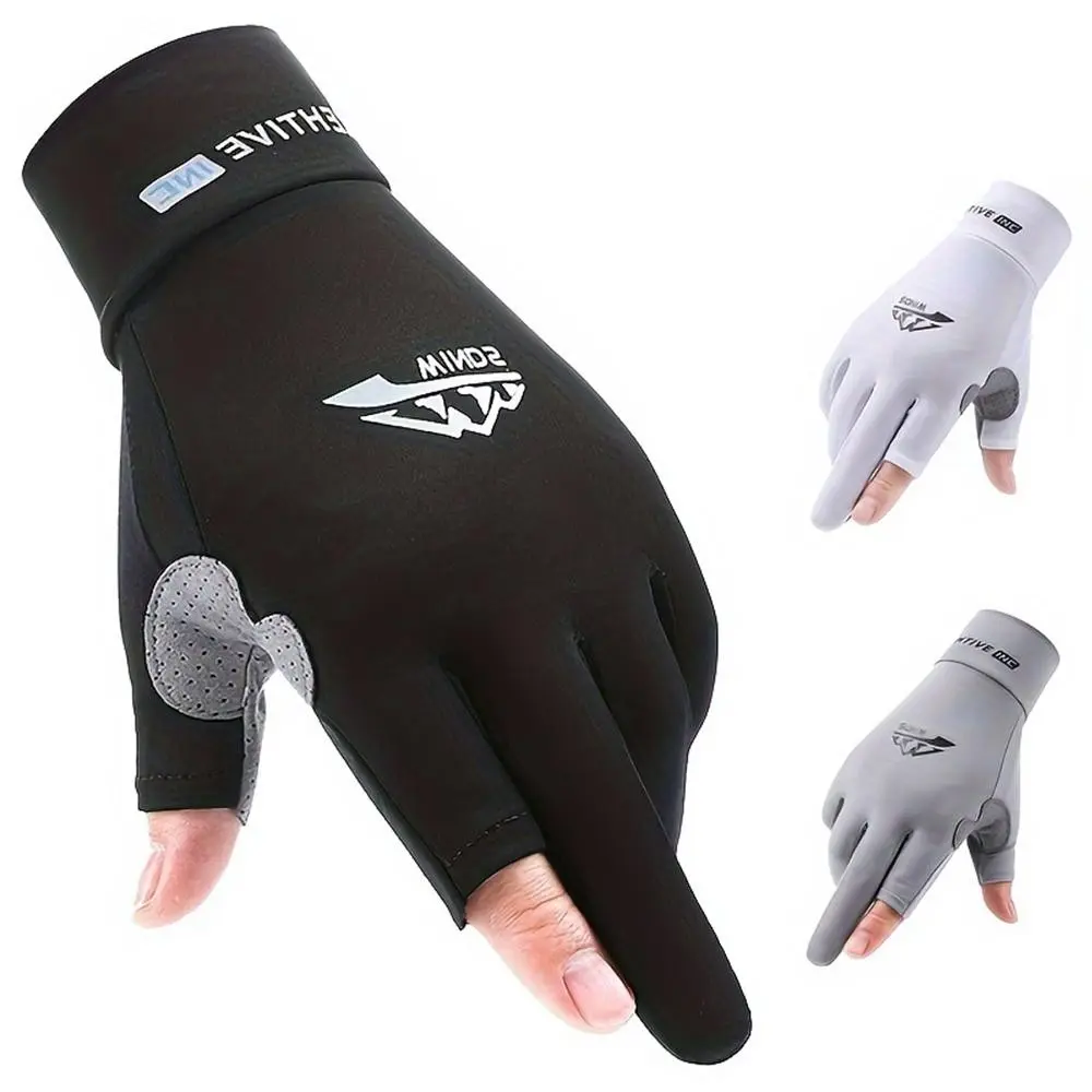 Ice Silk Fingerless Gloves for Men and Women, Summer Sports Cycling Running Driving, Anti-Slip Touchscreen Fishing Gloves, Non Slip Gloves