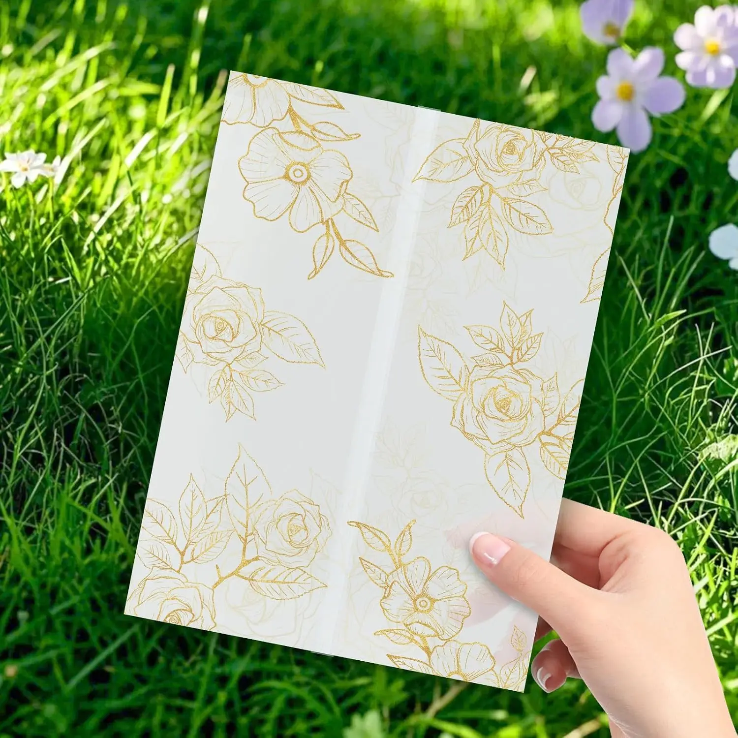 Vellum Jackets for 5x7 Envelopes for Invitations Wedding Envelopes Vellum Paper Kit Sleeves Pre-Folded Floral Wraps Jacket Wildflower for Craft ( Rose, 50)