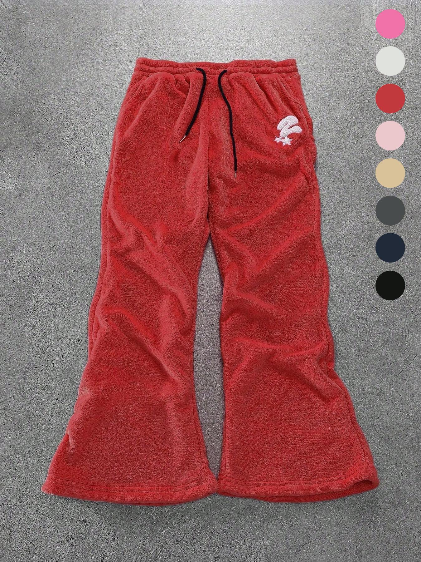 Men's Number & Star Patch Pants, Casual Comfy Trousers for Spring & Fall, Fashion Unisex's Bottoms for Daily Wear, Casual Streetwear Trousers