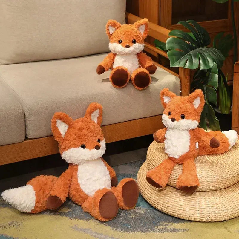 14+y L1957 Unisex Cute Fluffy Orange Fox Stuffed Toy, 35cm-50cm Soft Cartoon Plush Doll, Baby Appease Toy & Children Birthday Gift, Cute Fluffy Fox Plush Toy