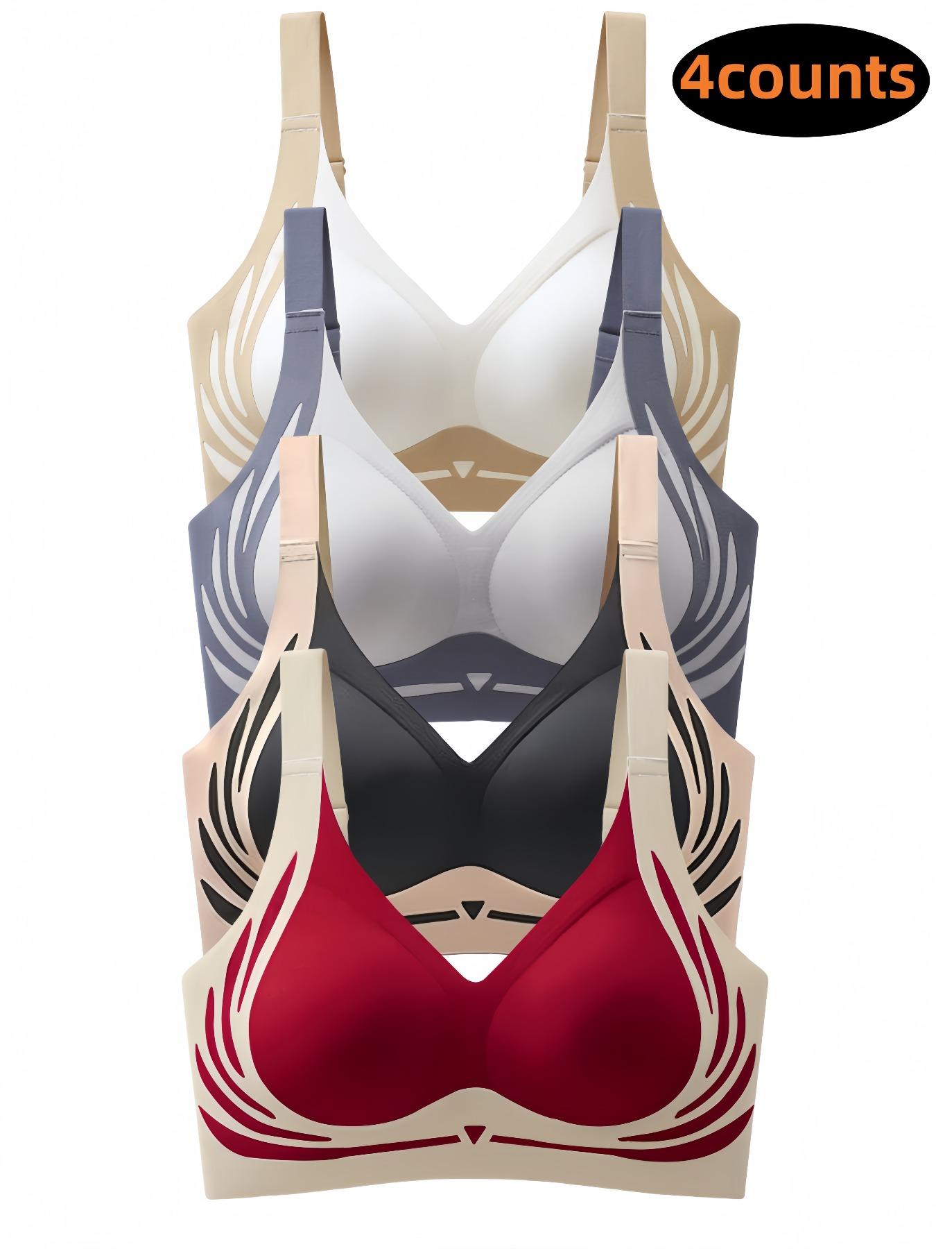 Women's Colorblock Patchwork Wireless Bra, Soft Comfortable Breathable Backless Bra, Women's Lingerie for All Seasons, Underwear for Women