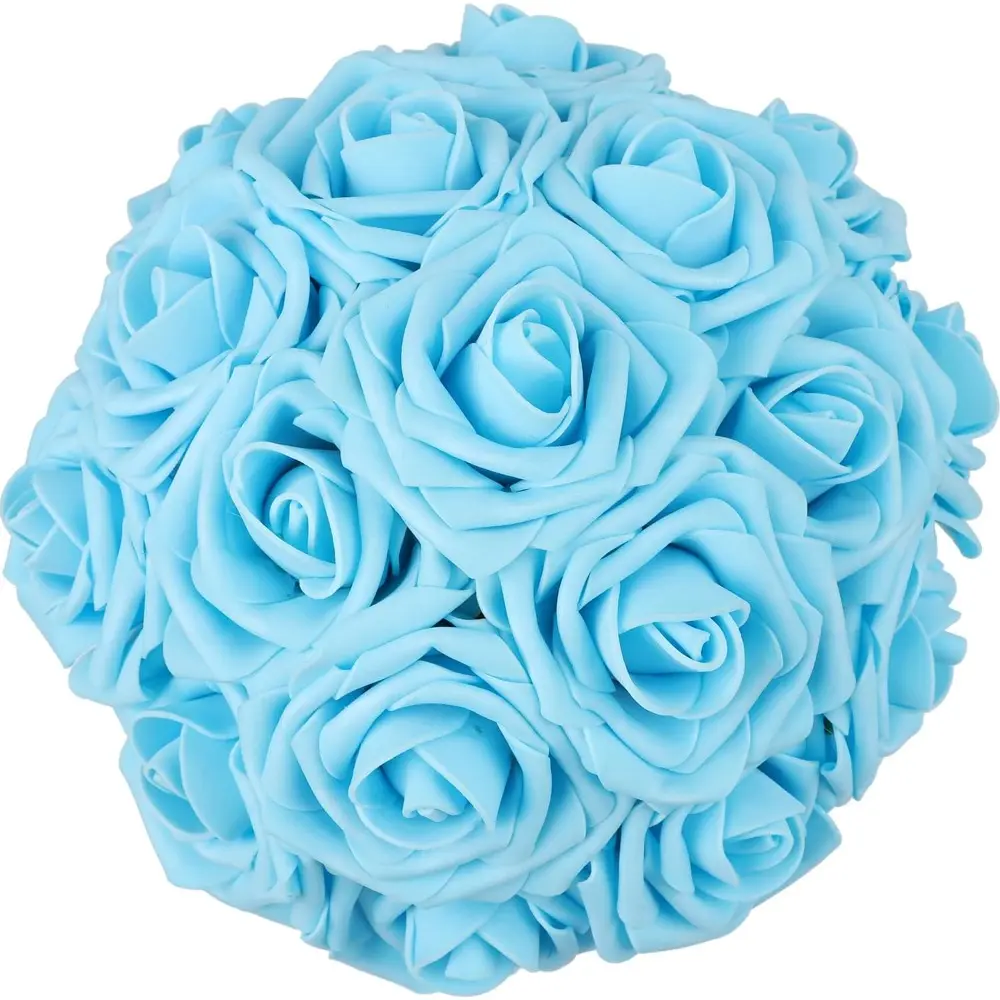 50pcs Light Blue Artificial Roses Flowers Real Looking Fake Roses Foam Roses DIY for Wedding Arrangements Party Home Decoration Wedding Bouquets Bridal Baby Shower Floral Arrangements Party Home Office Table Decor