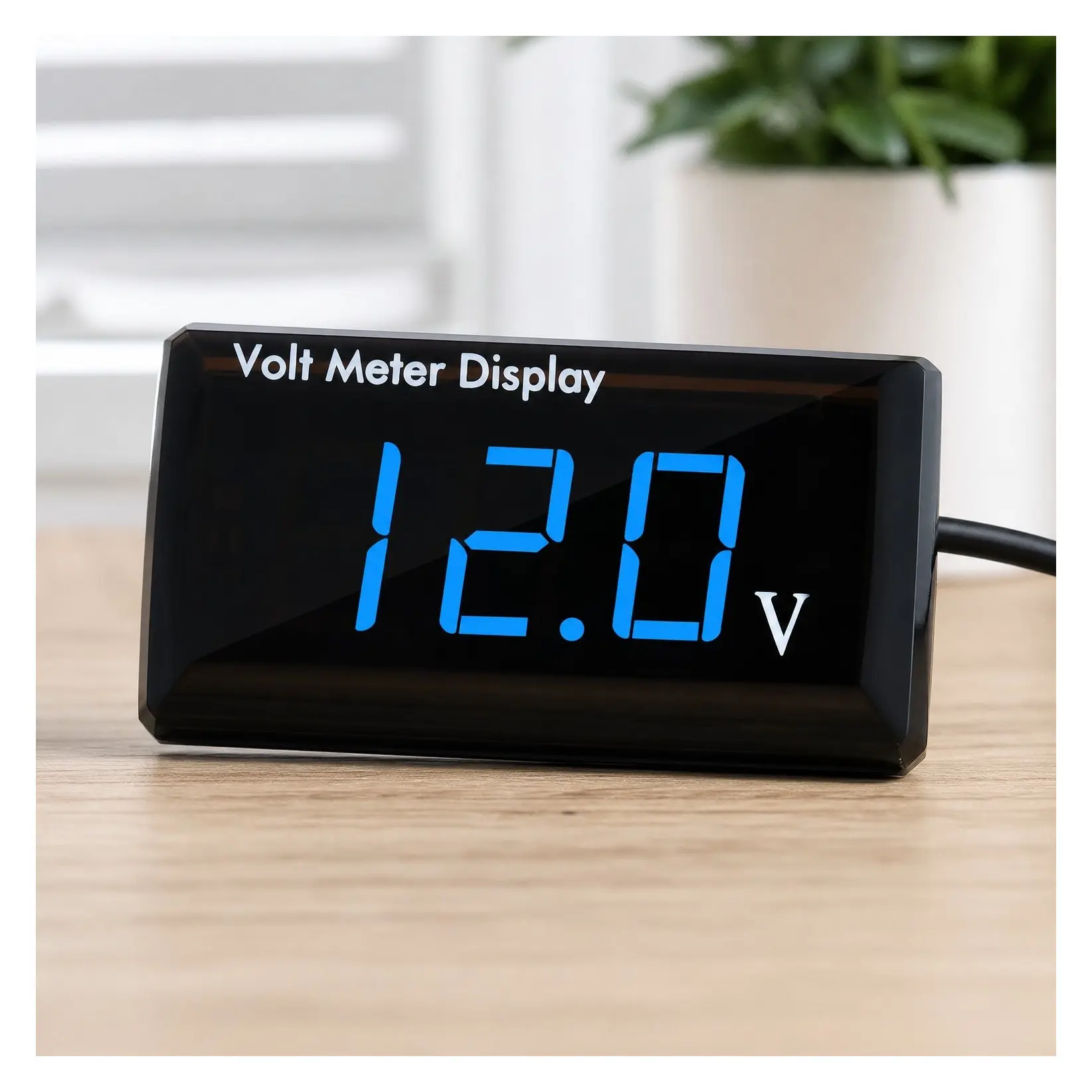 2 Pieces DC 4-28V Digital Car Voltmeter 12V LED Display Waterproof Voltage Gauge for Motorcycle Blue LightGift