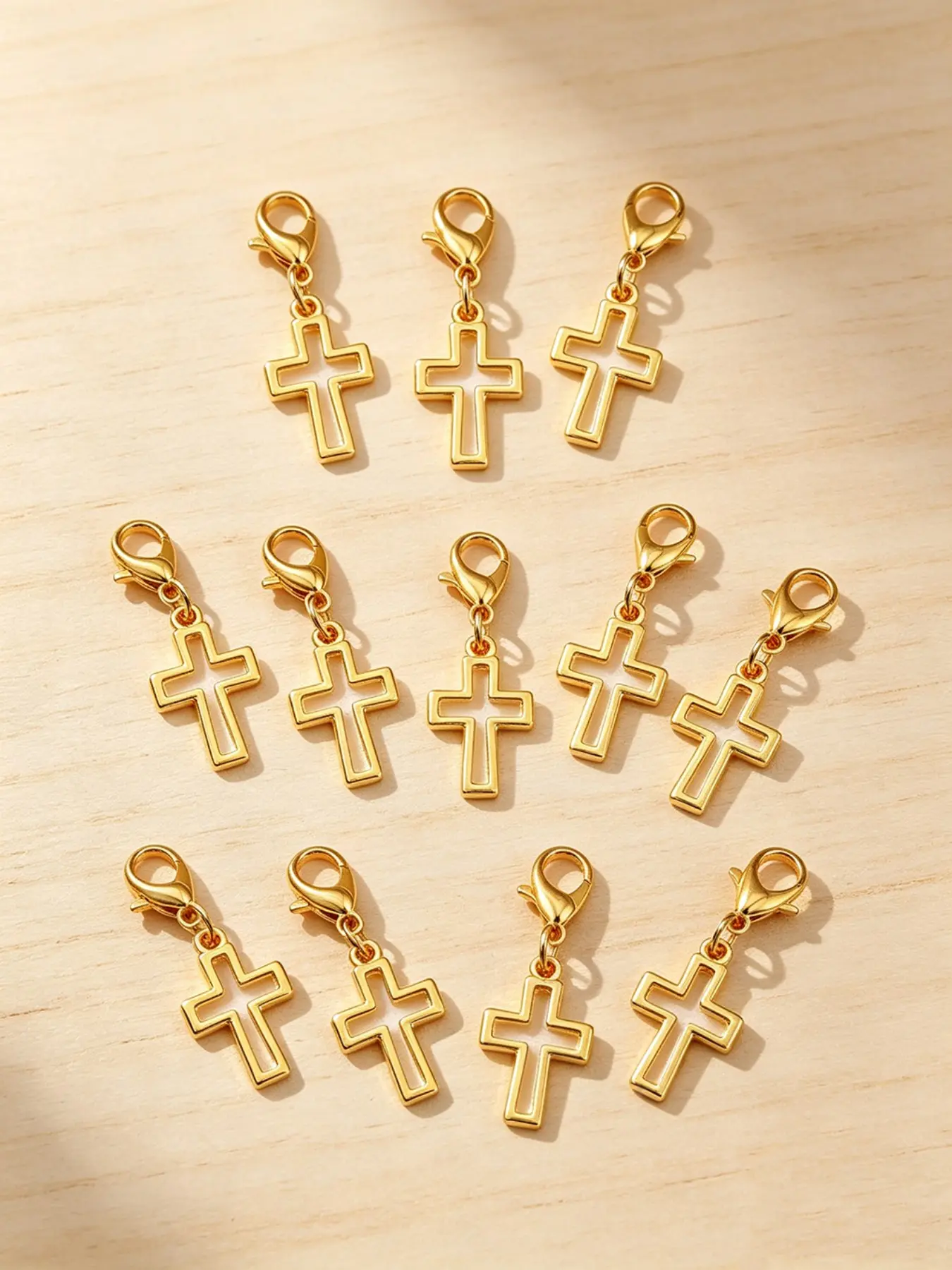 20pcs Cross Hollow Out Keychains, Decorative Bag Accessories, Stylish Pen Pouch Charms, Perfect for Personalization & Gifts