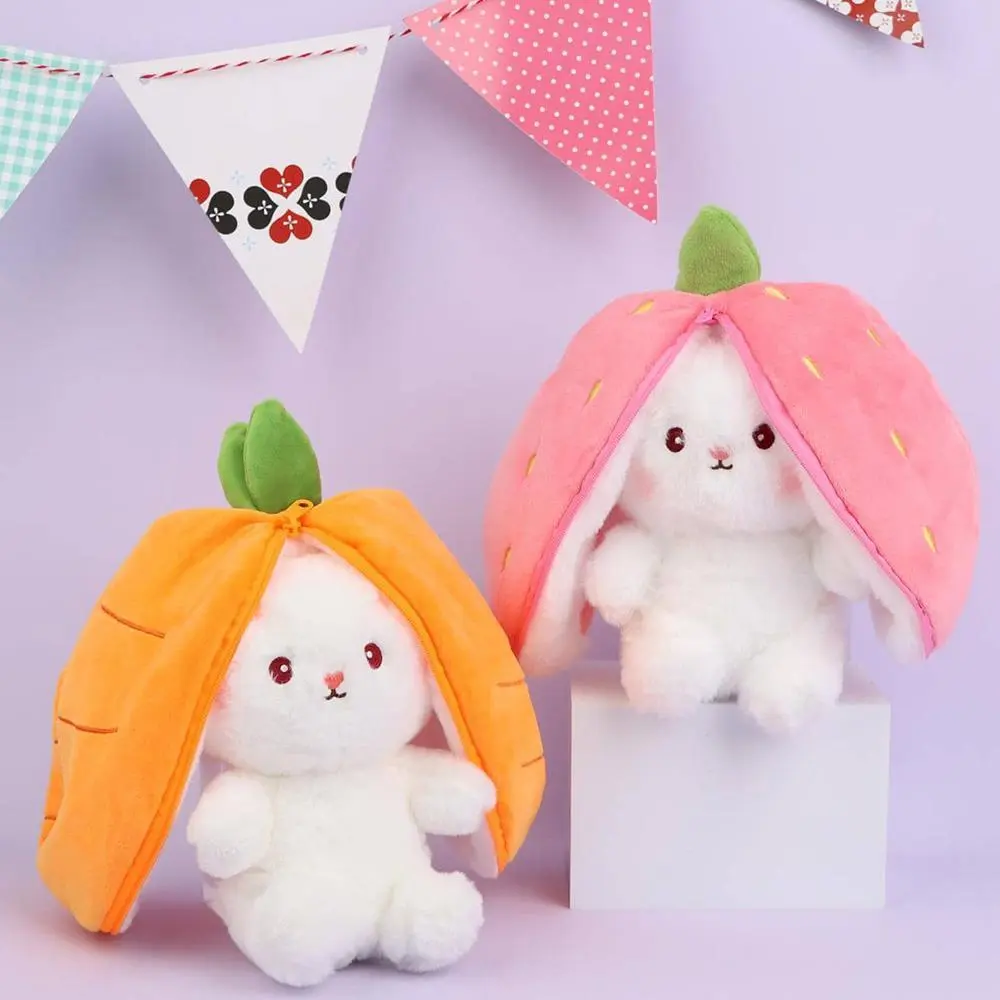 Cute Strawberry Rabbit Design Plush Toy, 1 Count Creative Doll Birthday Gift, Sleeping Pillow, Festival Decoration