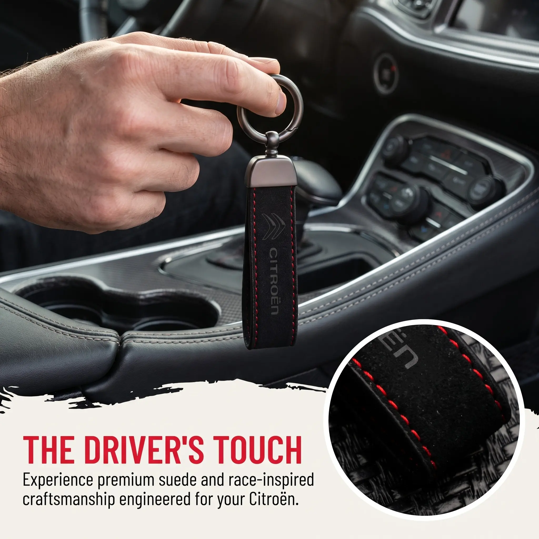 Automotive Suede Alcantara Key Fob Cover Keychain Fit Citroen C5 Aircross C4 Grand C4 Picasso, Interior French Car Accessories