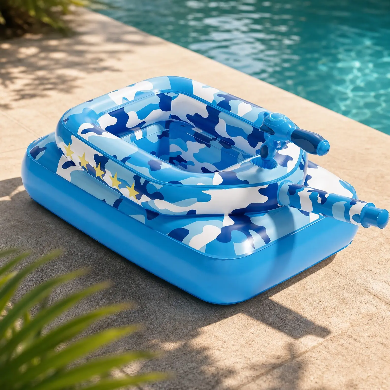Inflatable Tank Pool Float for Adults & Kids – Ride-On Camouflage Floaty with Water Cannon, Swim Raft Toy for Boys & Girls, Lake Beach Backyard Party FloatiesGift